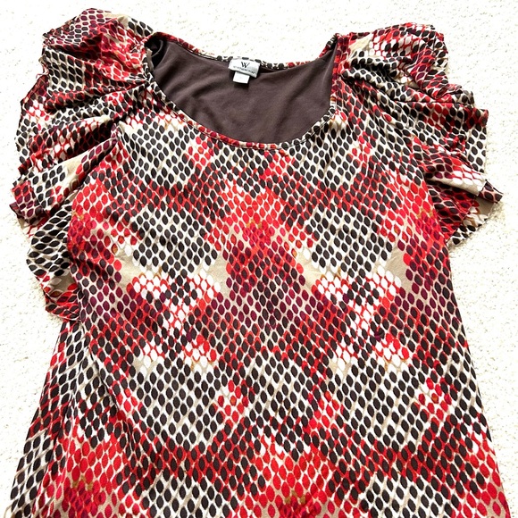 Worthington Red and Brown Blouse - Picture 2 of 3